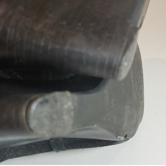 TORY BURCH Black Suede Wedge Booties w Gold Hardware - Picture 8 of 12